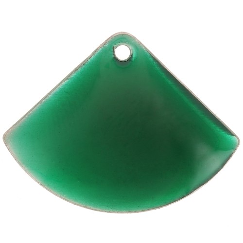 Dijes abanico de latón y resina epoxi 15x20 mm Verde sapin x4