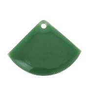 Dijes abanico de latón y resina epoxi 15x20 mm Verde x4|raw }}