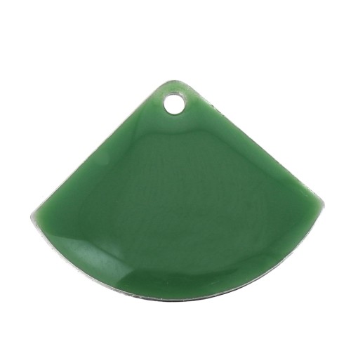 Dijes abanico de latón y resina epoxi 15x20 mm Verde x4