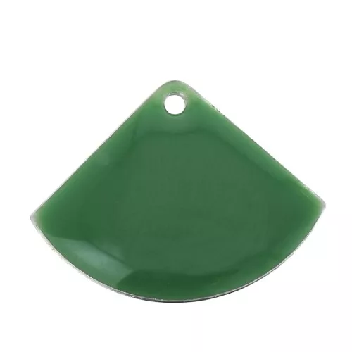 Dijes abanico de latón y resina epoxi 15x20 mm Verde x4