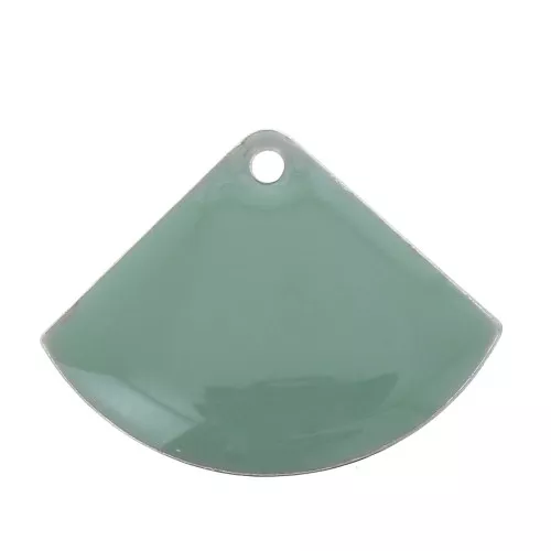 Dijes abanico de latón y resina epoxi 15x20 mm Verde d'eau x4
