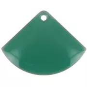 Dijes abanico de latón y resina epoxi 15x20 mm verde esmeralda x4