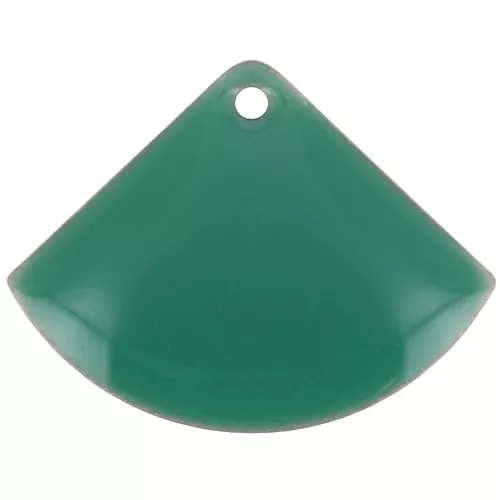Dijes abanico de latón y resina epoxi 15x20 mm verde esmeralda x4