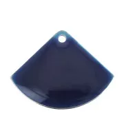 Dijes abanico de latón y resina epoxi 15x20 mm Azul nuit x4