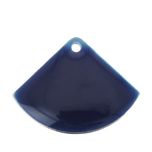 Dijes abanico de latón y resina epoxi 15x20 mm Azul nuit x4