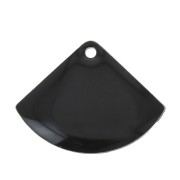 Dijes abanico de latón y resina epoxi 15x20 mm Negro x4|raw }}