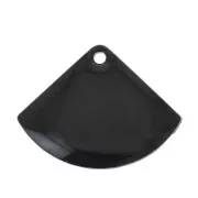 Dijes abanico de latón y resina epoxi 15x20 mm Negro x4