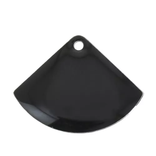 Dijes abanico de latón y resina epoxi 15x20 mm Negro x4