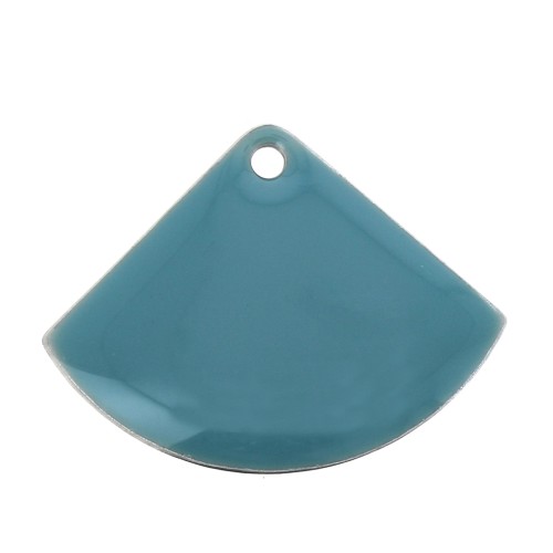 Dijes abanico de latón y resina epoxi 15x20 mm Turquesa x4