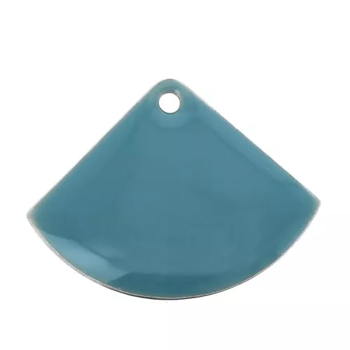 Dijes abanico de latón y resina epoxi 15x20 mm Turquesa x4