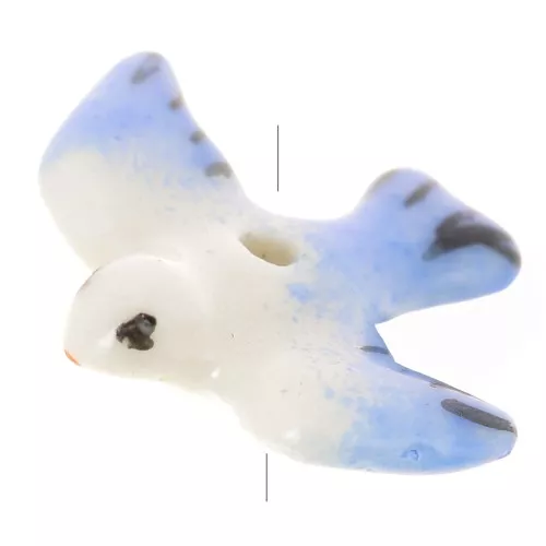 Pájaros de cerámica 6,5x22 mm Azul/Amarillo x4
