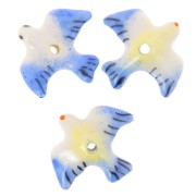 Pájaros de cerámica 6,5x22 mm Azul/Amarillo x4