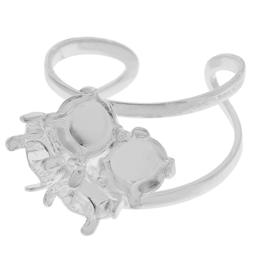 Anillo 4 engastes 6 mm plateado  x1