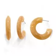 Pendientes Aros larges - efecto marmoleado - de acrílico  35 mm - Sable - Blanco x2