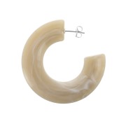 Pendientes Aros plates - efecto marmoleado - de acrílico 47 mm - Sable - Blanco x2|raw }}