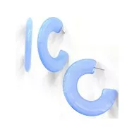 Pendientes Aros plates - efecto marmoleado - de acrílico 47 mm - Sable - Blanco x2