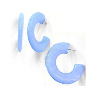 Pendientes Aros planas - efecto marmoleado - de acrílico 47 mm - Rosa - Blanco x2