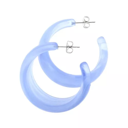 Pendientes Aros amplia - efecto marmoleado de acrílico 38 mm - Azul - Blanco x2