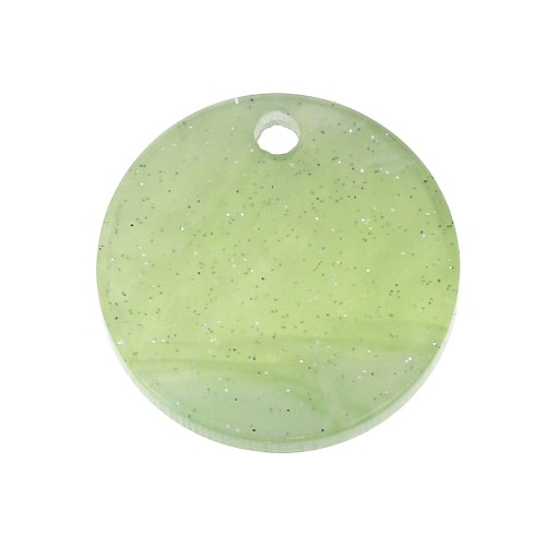 Dije redondo en plexiglas de lentejuelas 19 mm - Olive - Gris vert x1