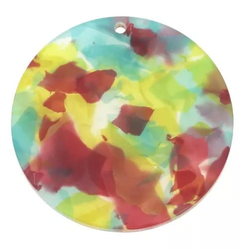 Colgante redondo  plexiglas  39 mm escamas de tortuga - Multicolor x1