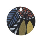 Dije redondo en plexiglas 22 mm estampado étnico - Negro - Multicolor x1|raw }}