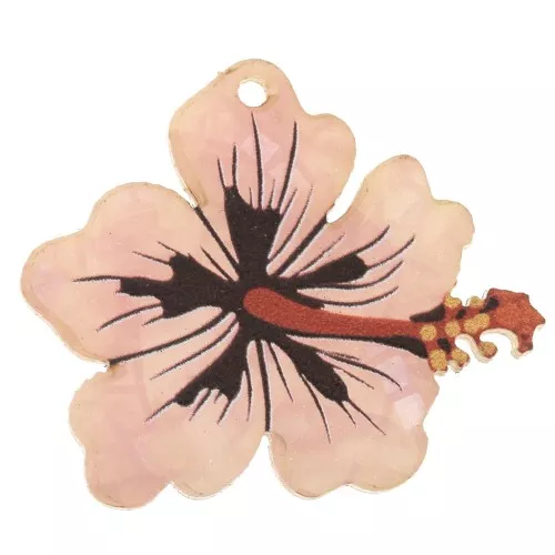 Colgante flor de hibisco plexiglas de lentejuelas 25x30 mm - Rosa x1