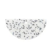 Colgante media luna de resina 20x39.5 mm -  Terrazo Blanco y Negro  x1