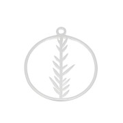 Dije redondo calado con hoja 16 mm de Plata 925 x1