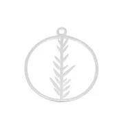 Dije redondo calado con hoja 16 mm de Plata 925 x1