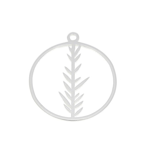 Dije redondo calado con hoja 16 mm de Plata 925 x1