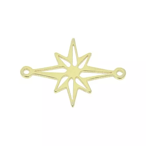 Entrepieza estrella del norte calado 19x14 mm - Plata 925 Dorado x1
