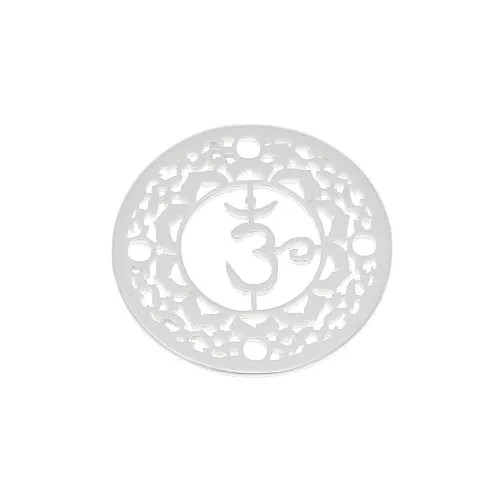 Entrepieza redonda medalla 15 mm Chakra n°7 - Coronal - de Plata 925 x1