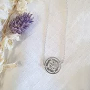 Entrepieza redonda medalla 15 mm Chakra n°7 - Coronal - de Plata 925 x1