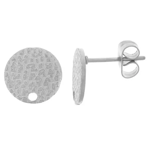 Ganchos pendientes disco martillado10 mm con un agujero - Acero inoxidable x2