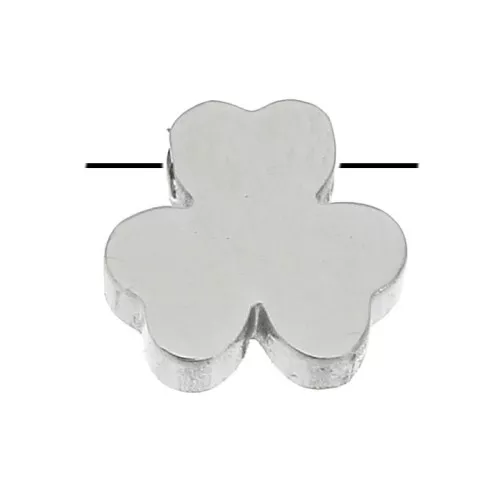 Cuenta pasante - Cuenta trébol 8 mm para cordón 1.5 mm - Acero inoxidable x1
