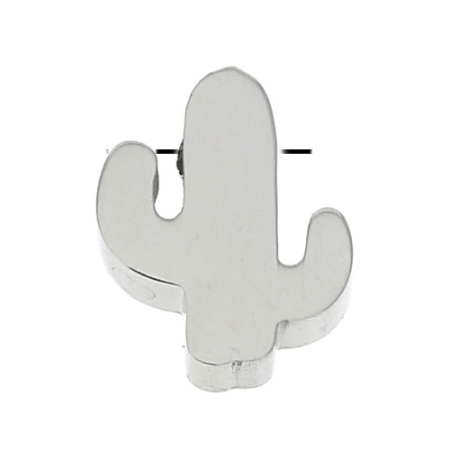 Cuenta pasante - Cuenta cactus 10x8 mm para cordón 1.5 mm - Acero inoxidable x1