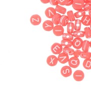 Surdido de 200 cuentas letras redondas alfabeto 7 mm Corail - Blanco