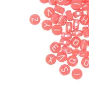 Surdido de 200 cuentas letras redondas alfabeto 7 mm Corail - Blanco