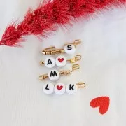 Surdido de 200 cuentas letras redondas alfabeto 7 mm Corail - Blanco