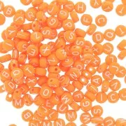 Surdido de 200 cuentas letras redondas alfabeto 7 mm Orange - Blanco
