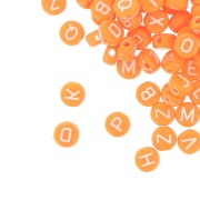 Surdido de 200 cuentas letras redondas alfabeto 7 mm Orange - Blanco