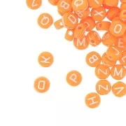 Surdido de 200 cuentas letras redondas alfabeto 7 mm Orange - Blanco