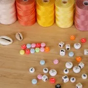 Surdido de 200 cuentas letras redondas alfabeto 7 mm Orange - Blanco