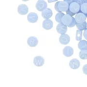 Surdido de 200 cuentas letras redondas alfabeto 7 mm Bleu pastel - Blanco