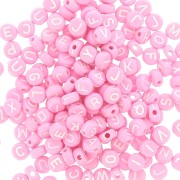 Surdido de 200 cuentas letras redondas alfabeto 7 mm Rose - Blanco