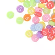 Surdido de 200 cuentas letras redondas alfabeto 7 mm Multicolore - Blanco