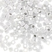 Surtido de 200 cuentas letras alfabeto cubos 6 mm - Blanco - Plateado|raw }}