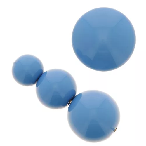 Surtido de 26 cuentas redondas y 2 cabuchones de resina opaca - Azul Lapis