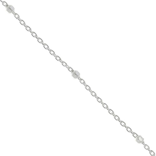 Cadena eslabón forcat con cuentas redondas facetadas 2 mm(1x2) Plata 925 x50cm