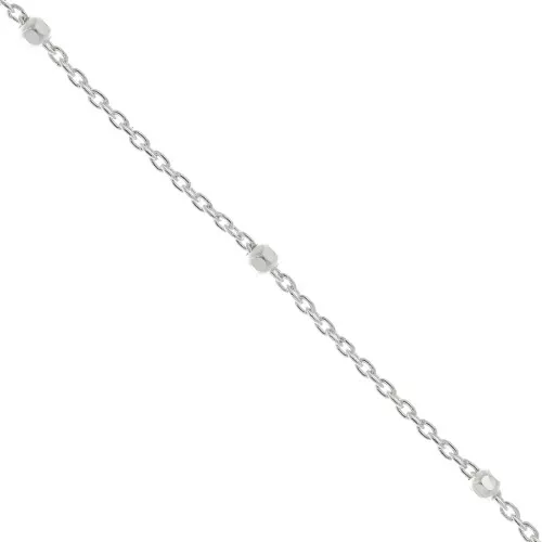 Cadena eslabón forcat con cuentas redondas facetadas 2 mm(1x2) Plata 925 x50cm